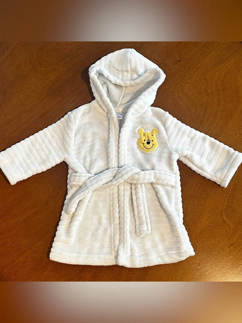 Disney White Plush Hooded Kids Robe with Winnie The Pooh Bear Patch