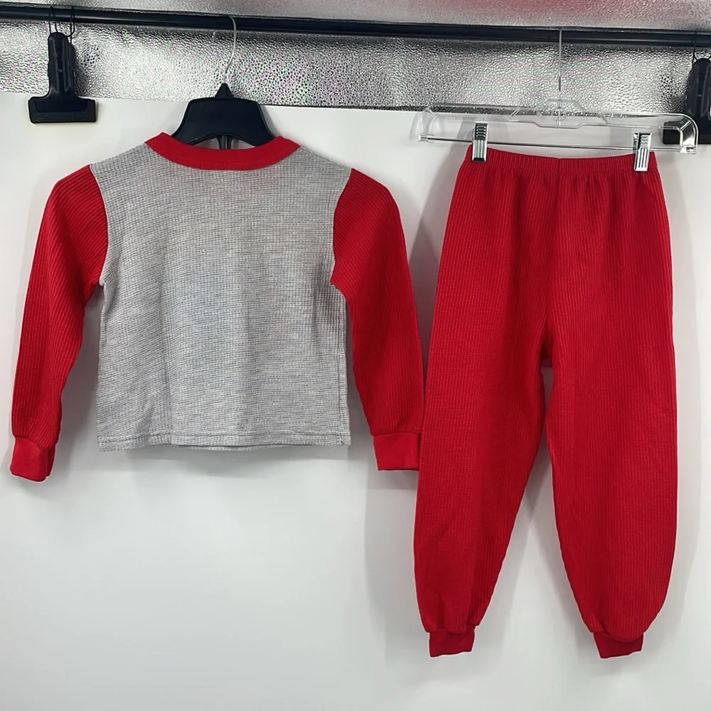Vintage 90s Thomas the Tank Engine unisex Wormser 2pc Thermal Pajama Set Size 7