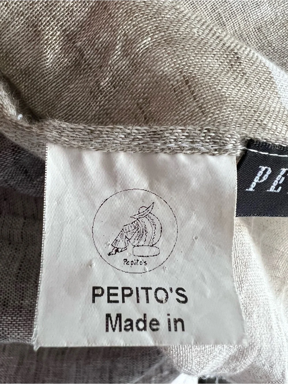 Pepito’s 100% Linen Scarf Made in Italy Lightweight White and Taupe Woven Shawl