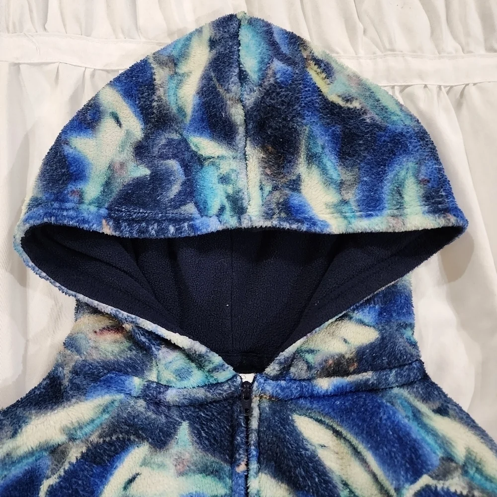 Children's Place Hooded full length zip up onesie shark pajama Size L 10/12