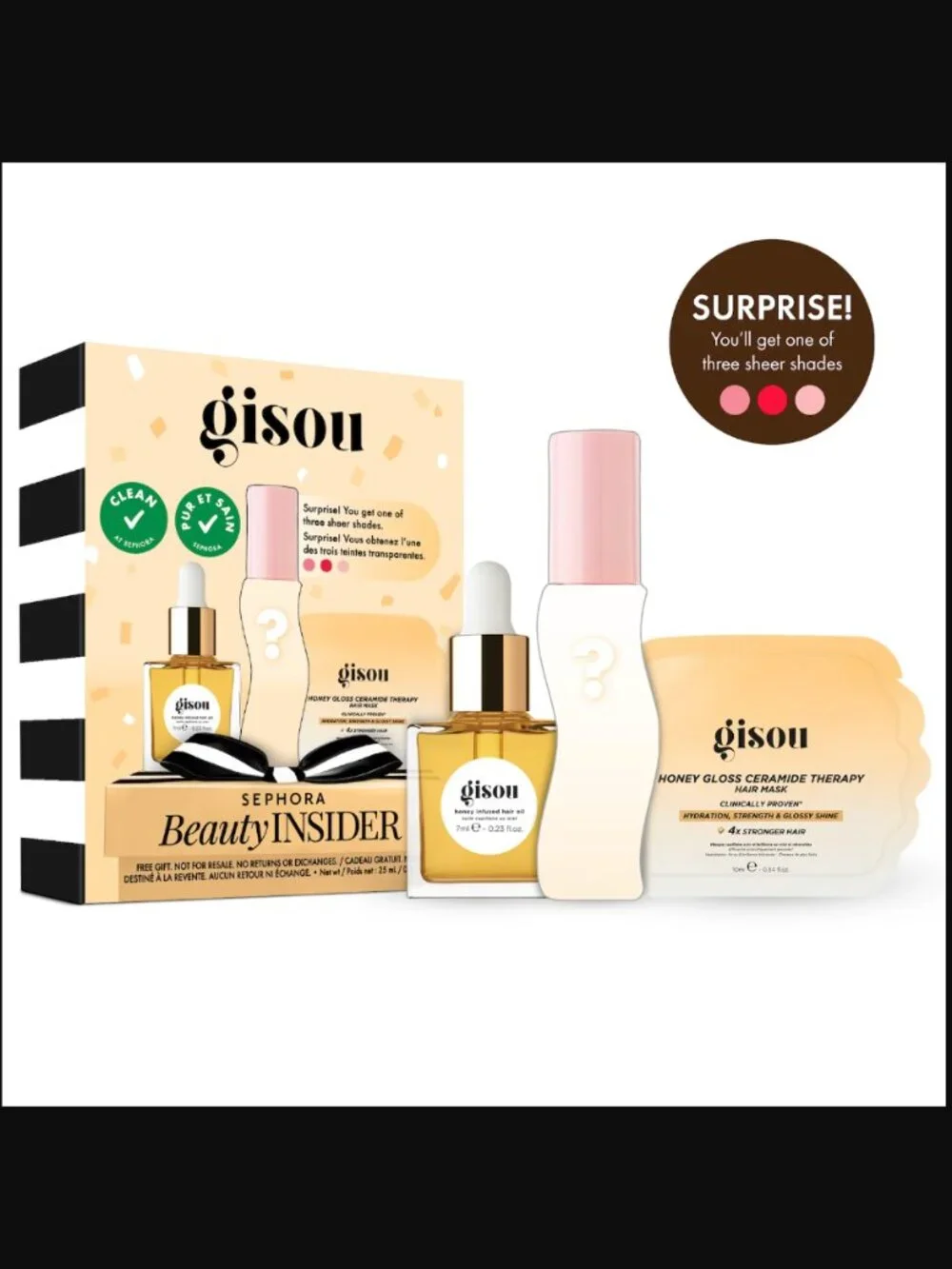 🙌 2/$55 NIB Gisou x Sephora Beauty Insider The Honey Hive Hair Lip Blind Box