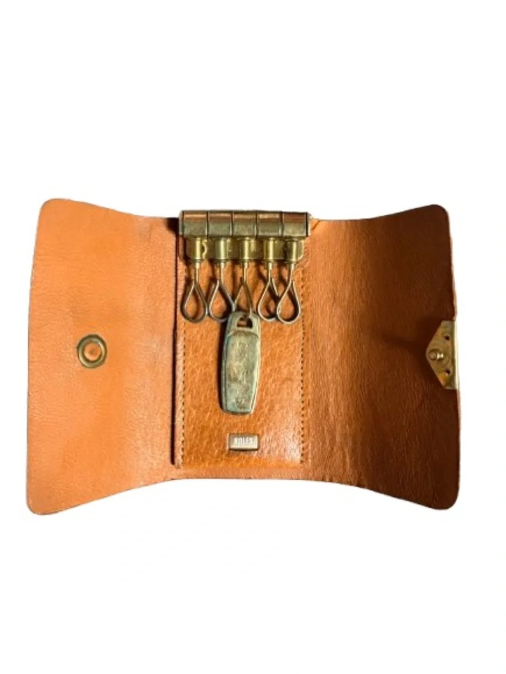 Vintage Rolfs Tan Leather Key Case Holder 6 Hook Snap Wallet Organizer
