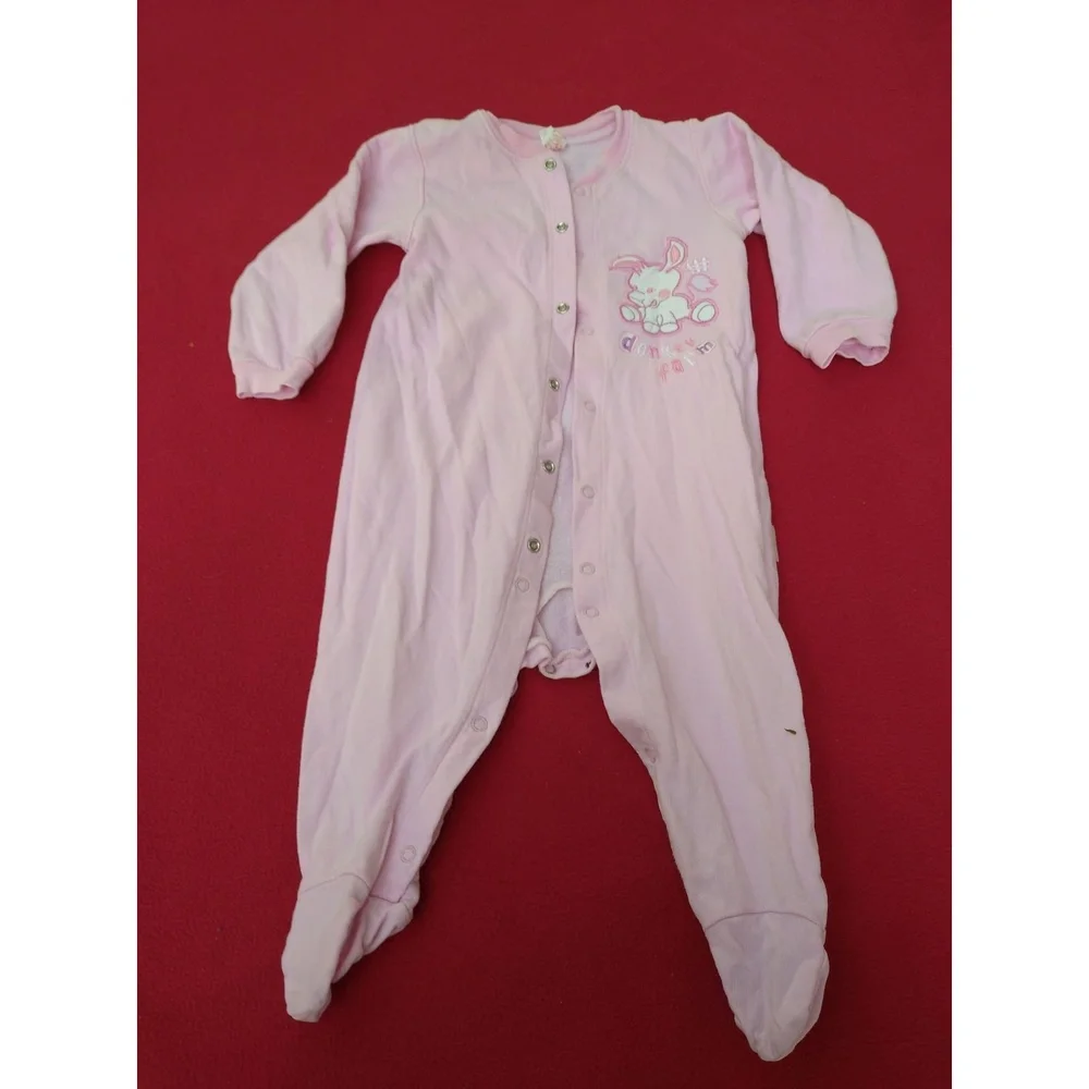 Footie Pajamas Baby Pink Bunny graphic