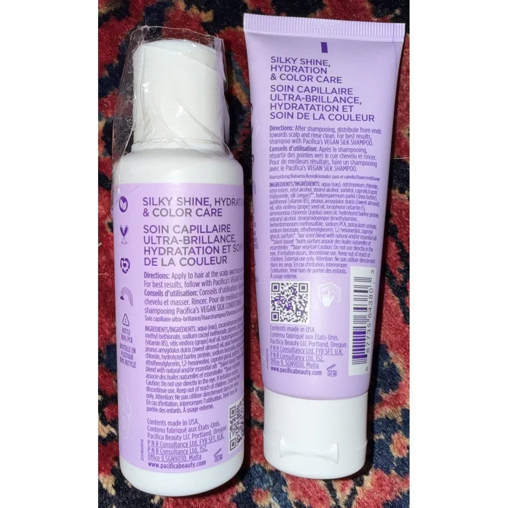 Pacifica Vegan Silk Hydro‎ Luxe Shampoo 3.4 oz & Conditioner 2.5 oz SET - NEW