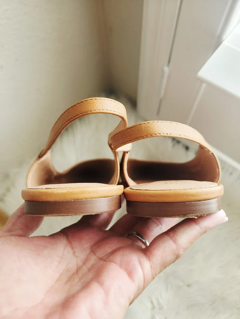 MADEWELL THE MARGOT POINTED TOE SLINGBACK FLAT IN LEATHER CAMEL TONE SIZE 11