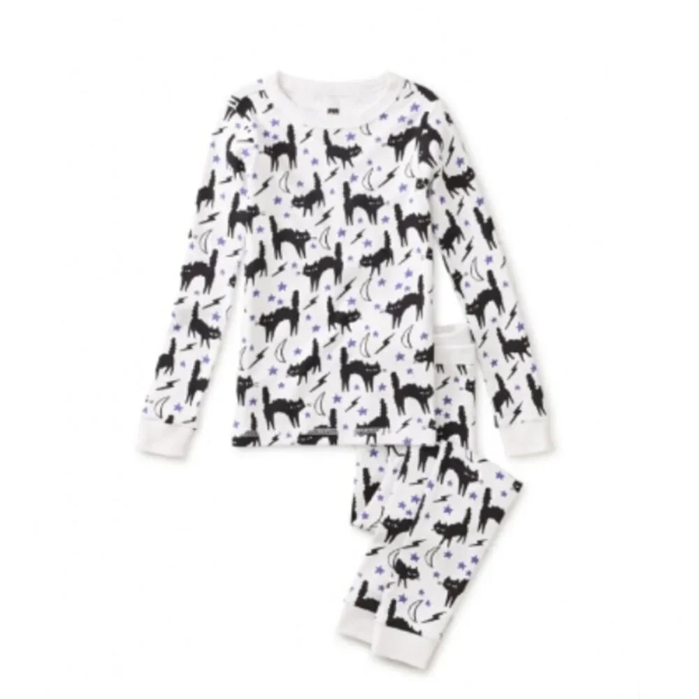 NWT Tea Collection Goodnight Pajama Set Scaredy Cat 3-6 Months