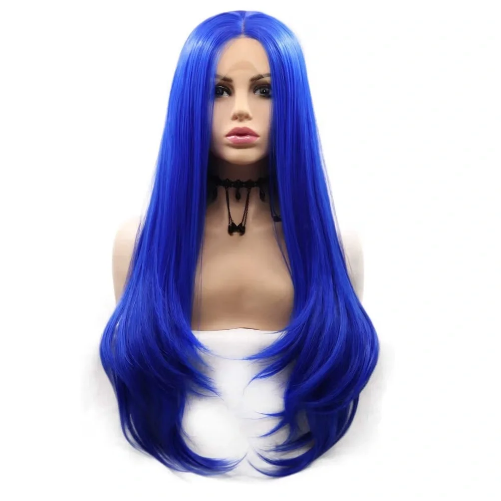 22” Vibrant Blue NATURAL STRAIGHT Hair Wig NEW