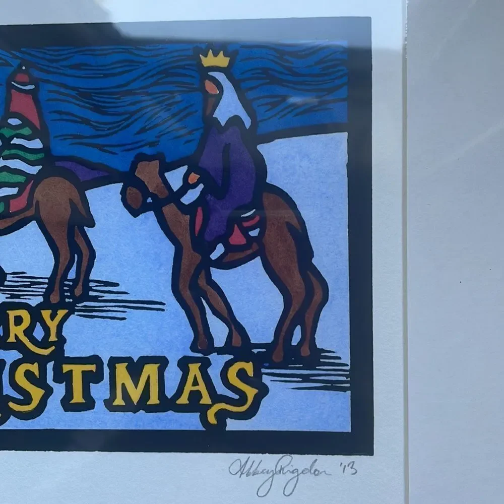 New in packaging “Merry‎ Christmas” print with the three wise men & mat