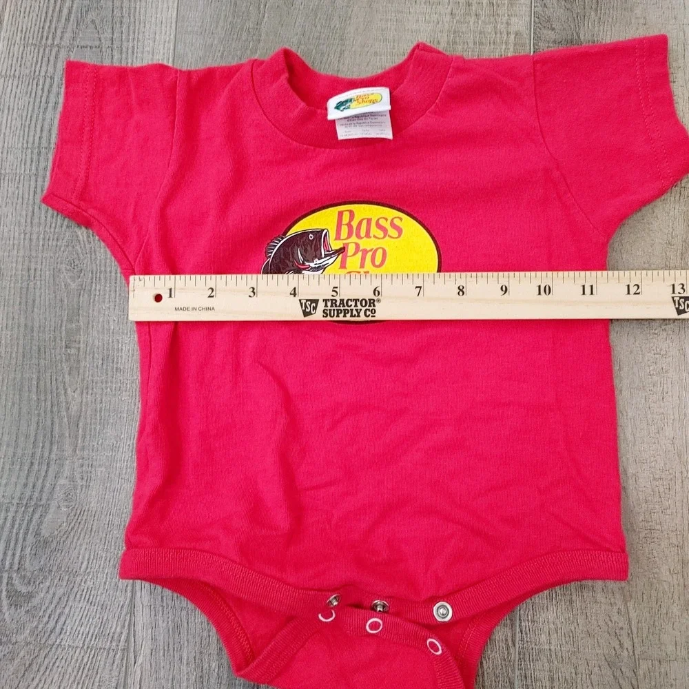 Bass Pro Shops Red Graphic Bodysuit Infant 18 Months Short Sleeve Cotton Logo