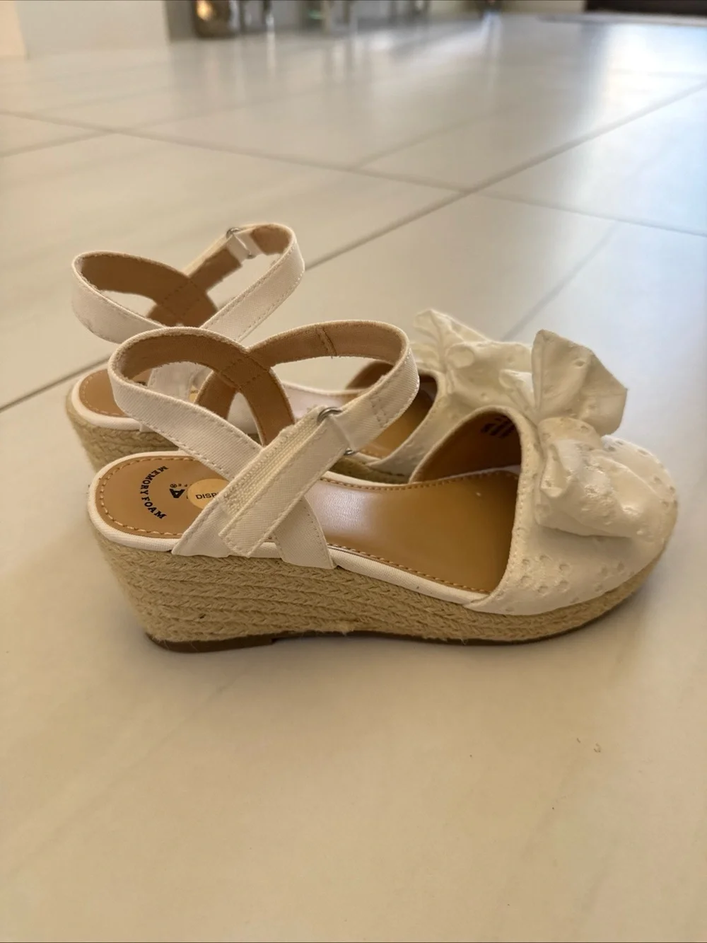 Girls White Bow Espadrille Dress Sandals