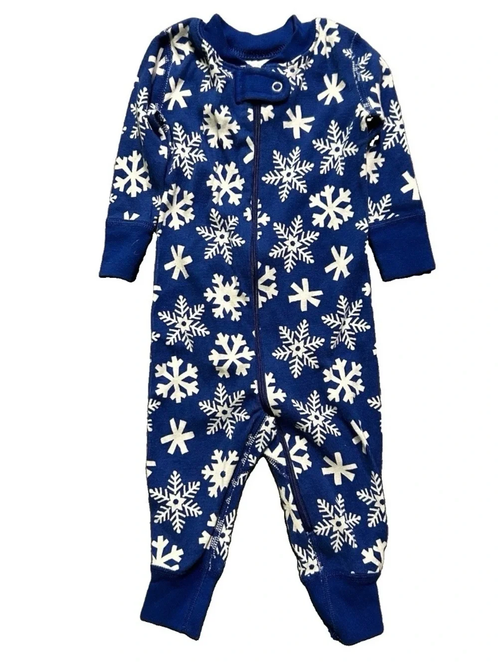 Baby Hanna Andersson Blue Footie Pajamas Snowflakes Size 3-6 Months 60 cm