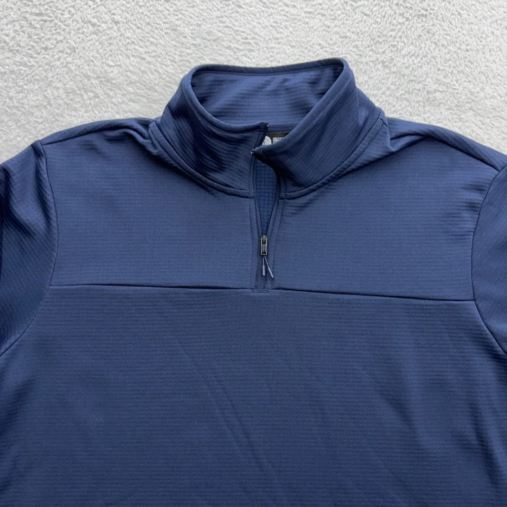 The‎ North Face Mens XL Navy Blue Quarter Zip Grid Fleece Logitech Pullover