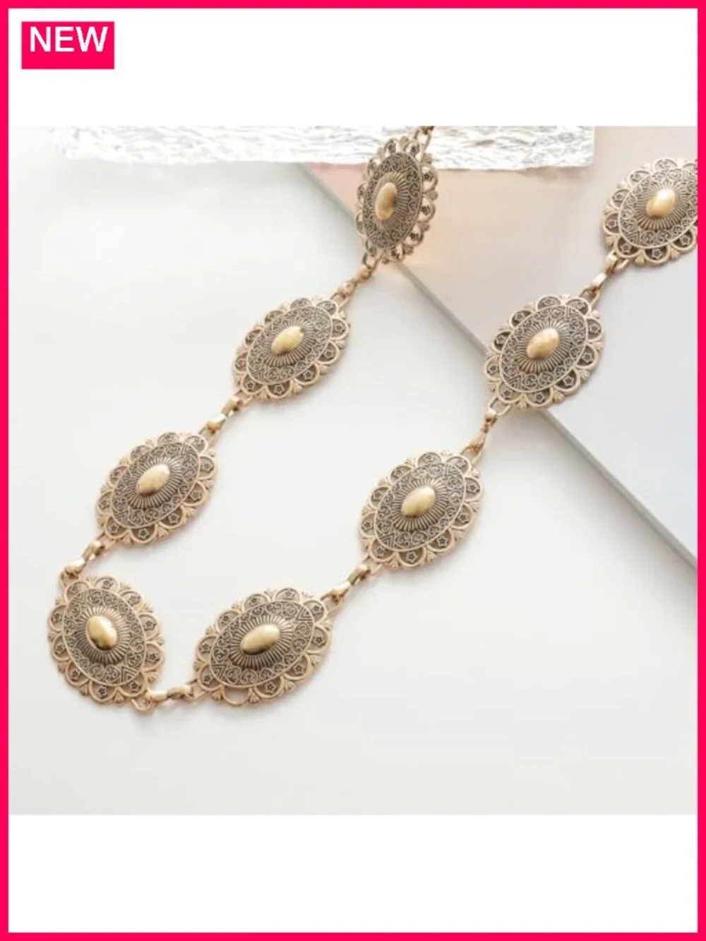 Western Cowgirl Adjustable Metal Concho Chain Belt for Dresses Jeans Trousers