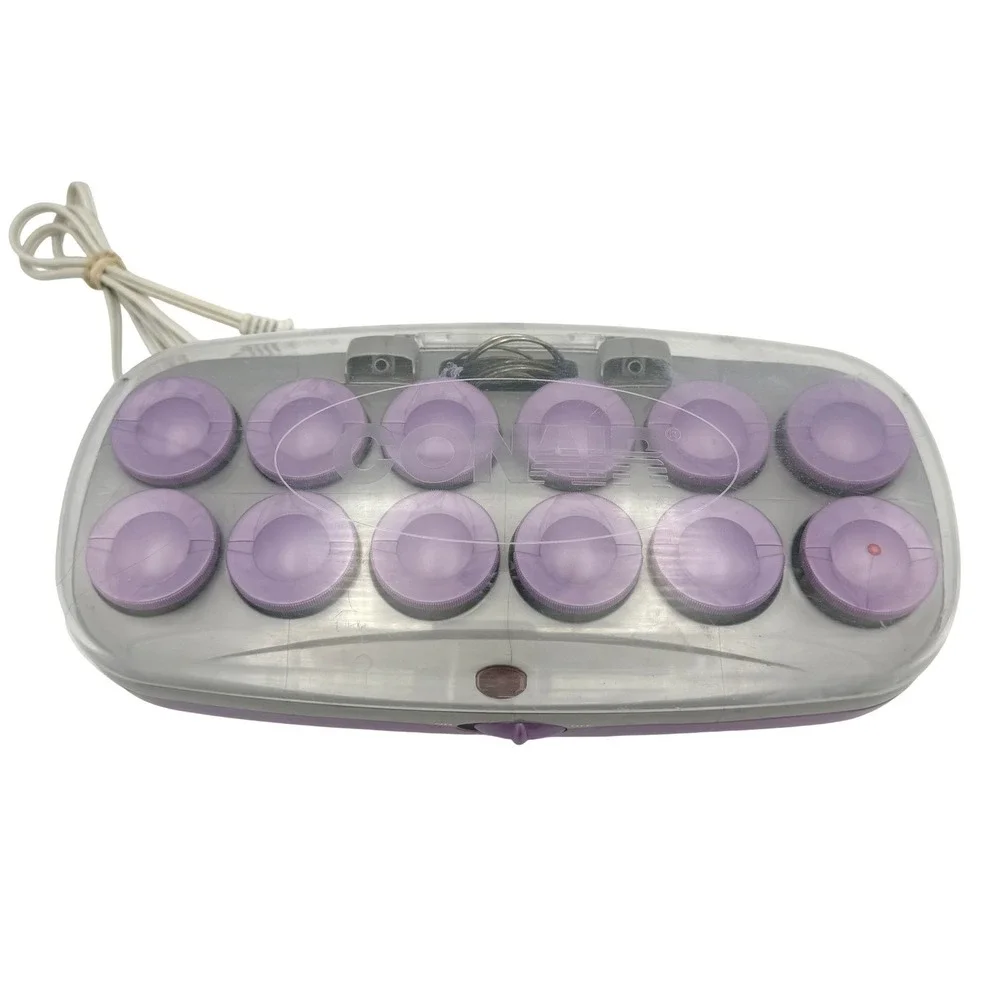 Conair Ion Shine Hair Setter Women Purple 12 Flocked Rollers Metal Clips