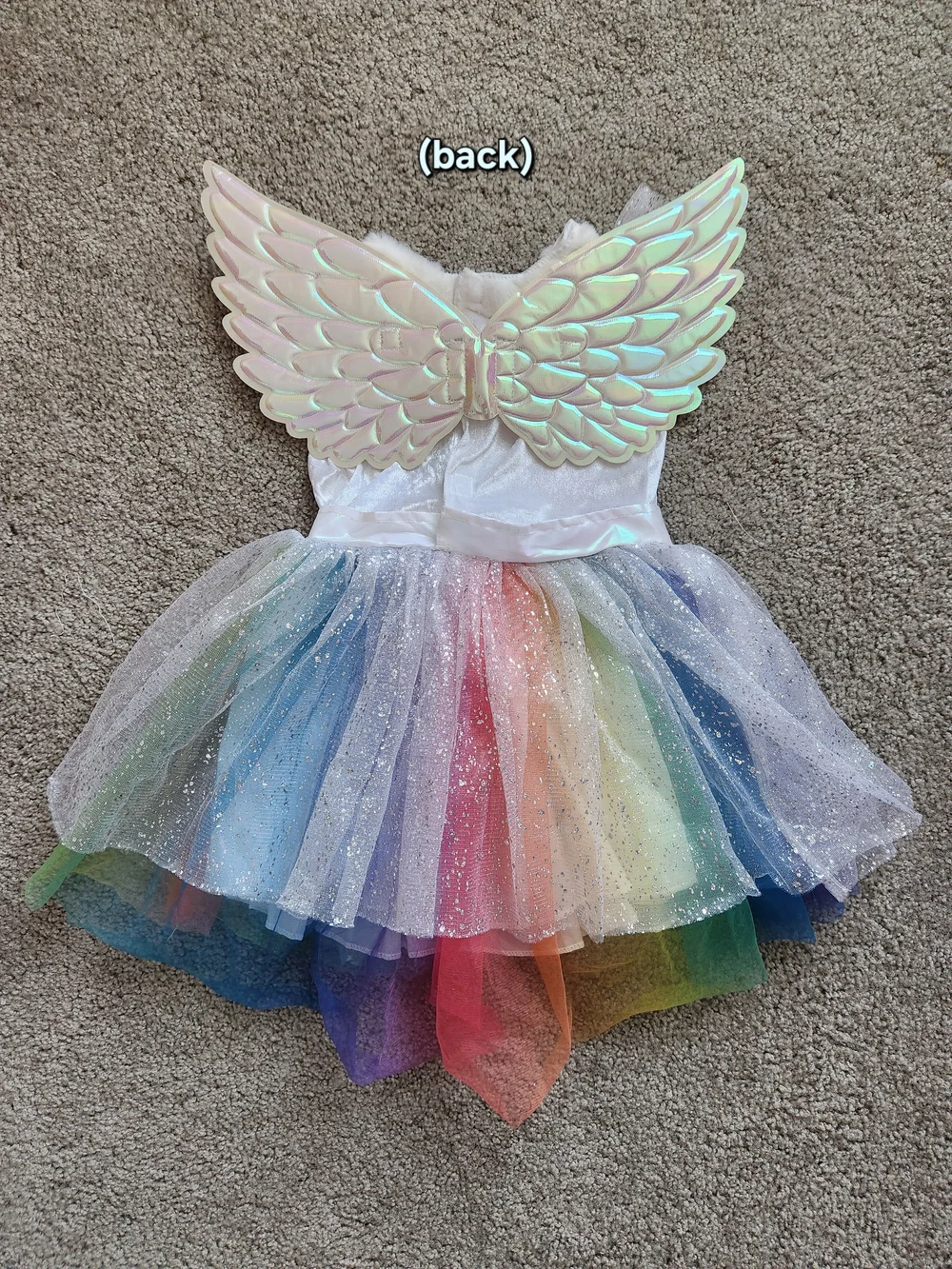 Rainbow Unicorn Dress Halloween Costume - White with Multicolor Tulle - 2T / 3T