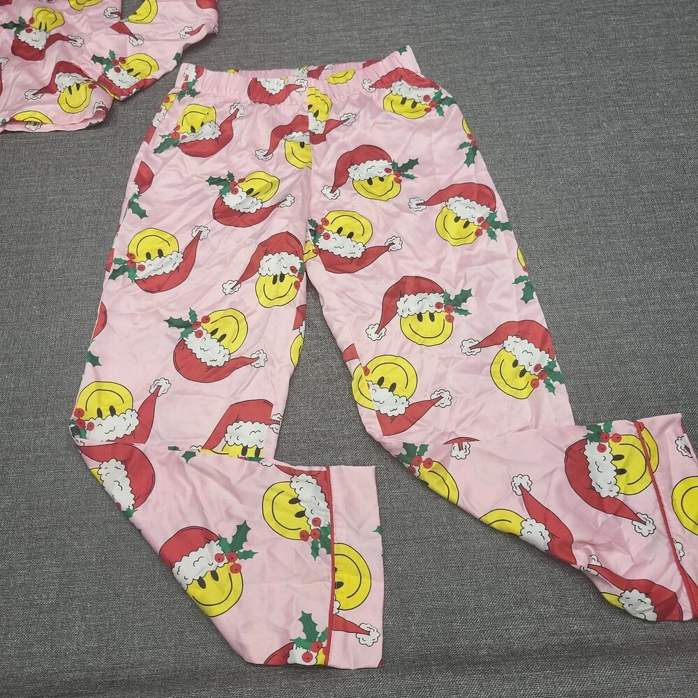 Art Class Girls Christmas Holiday Sating Pajama Set Pink X-Large Size 14
