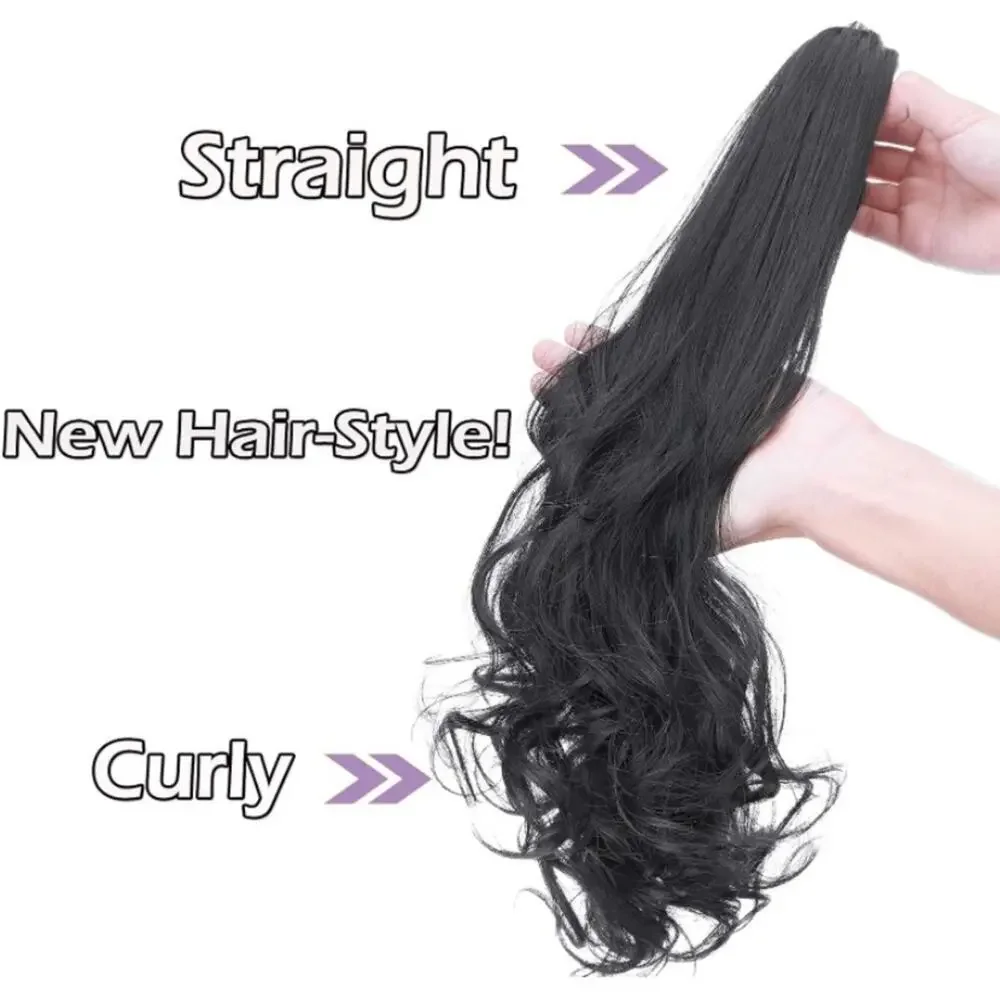 Black Pony Tail Hair Claw Hair Extension Piece 22”