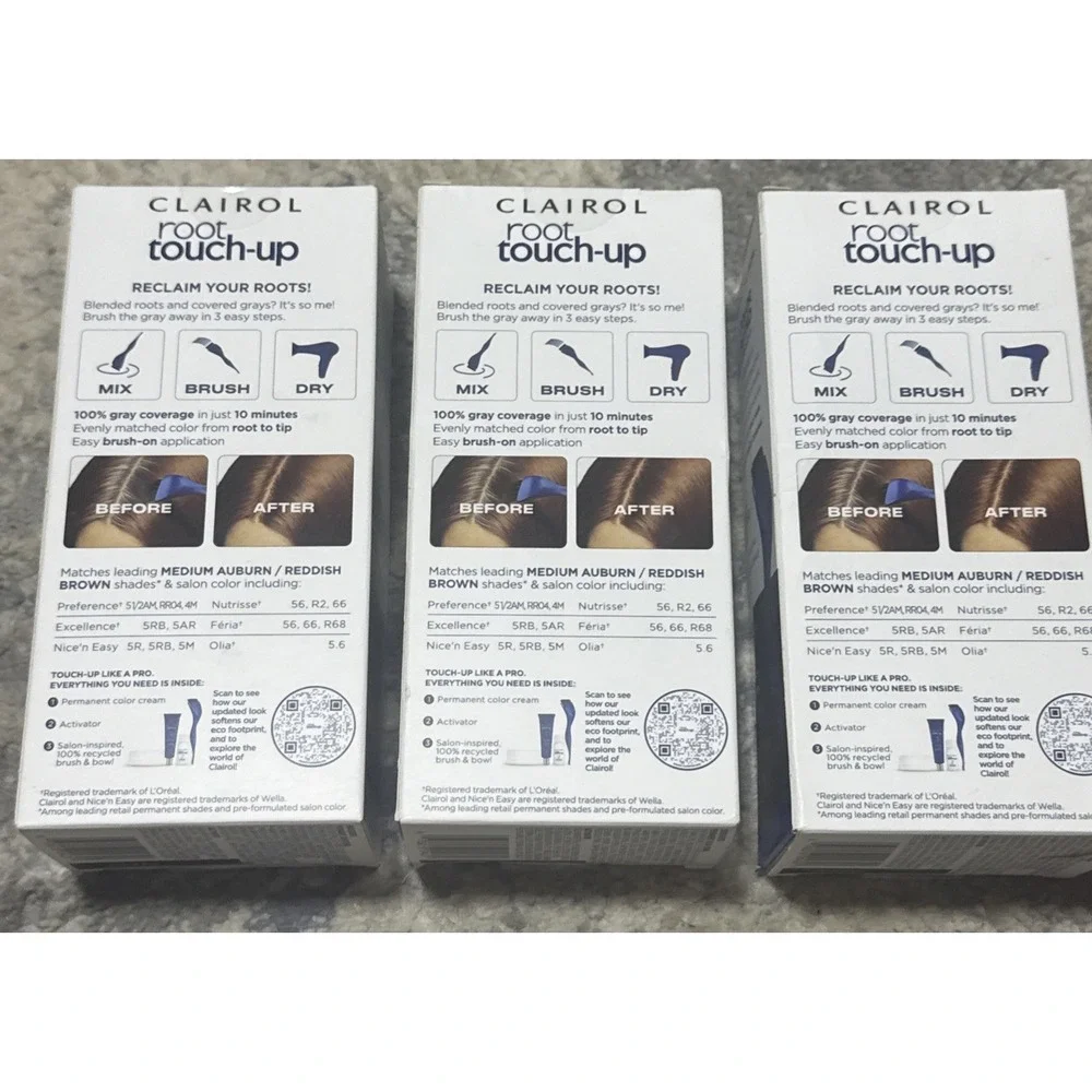 Clairol Root Touch Up Permanent Color #5R Medium Auburn /Reddish Brown Lot Of 3