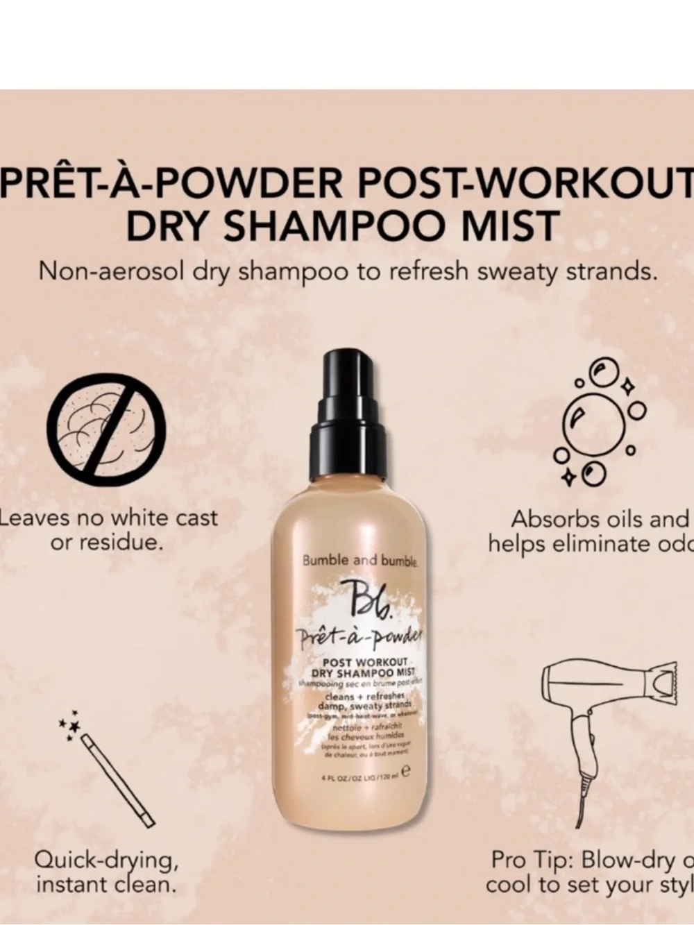 Bumble and bumble Prêt-à-powder Post Workout Dry Shampoo Mist - New FullSz