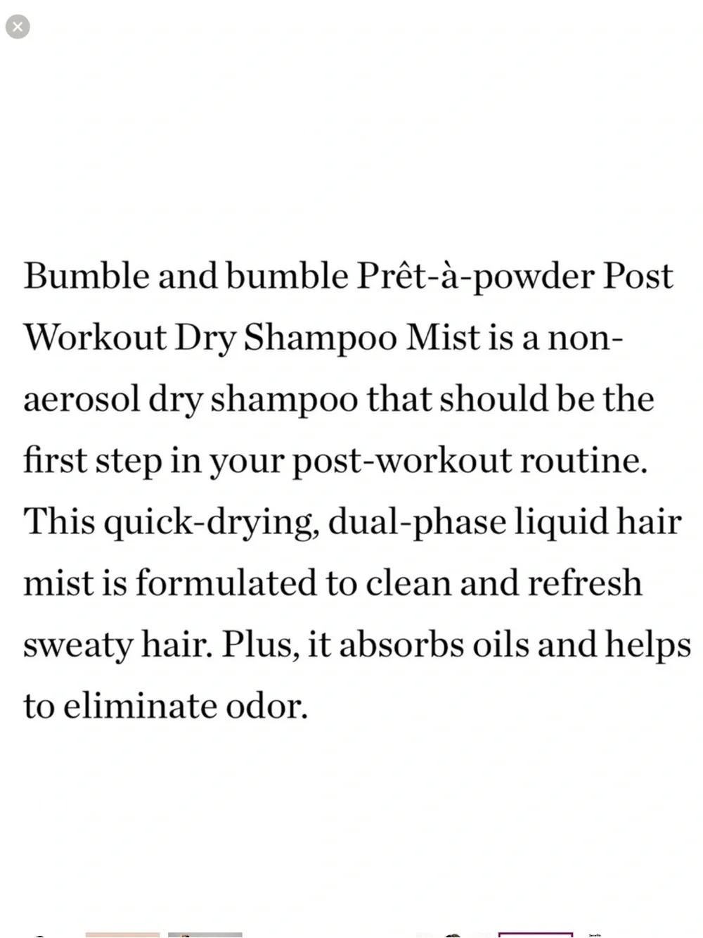 Bumble and bumble Prêt-à-powder Post Workout Dry Shampoo Mist - New FullSz
