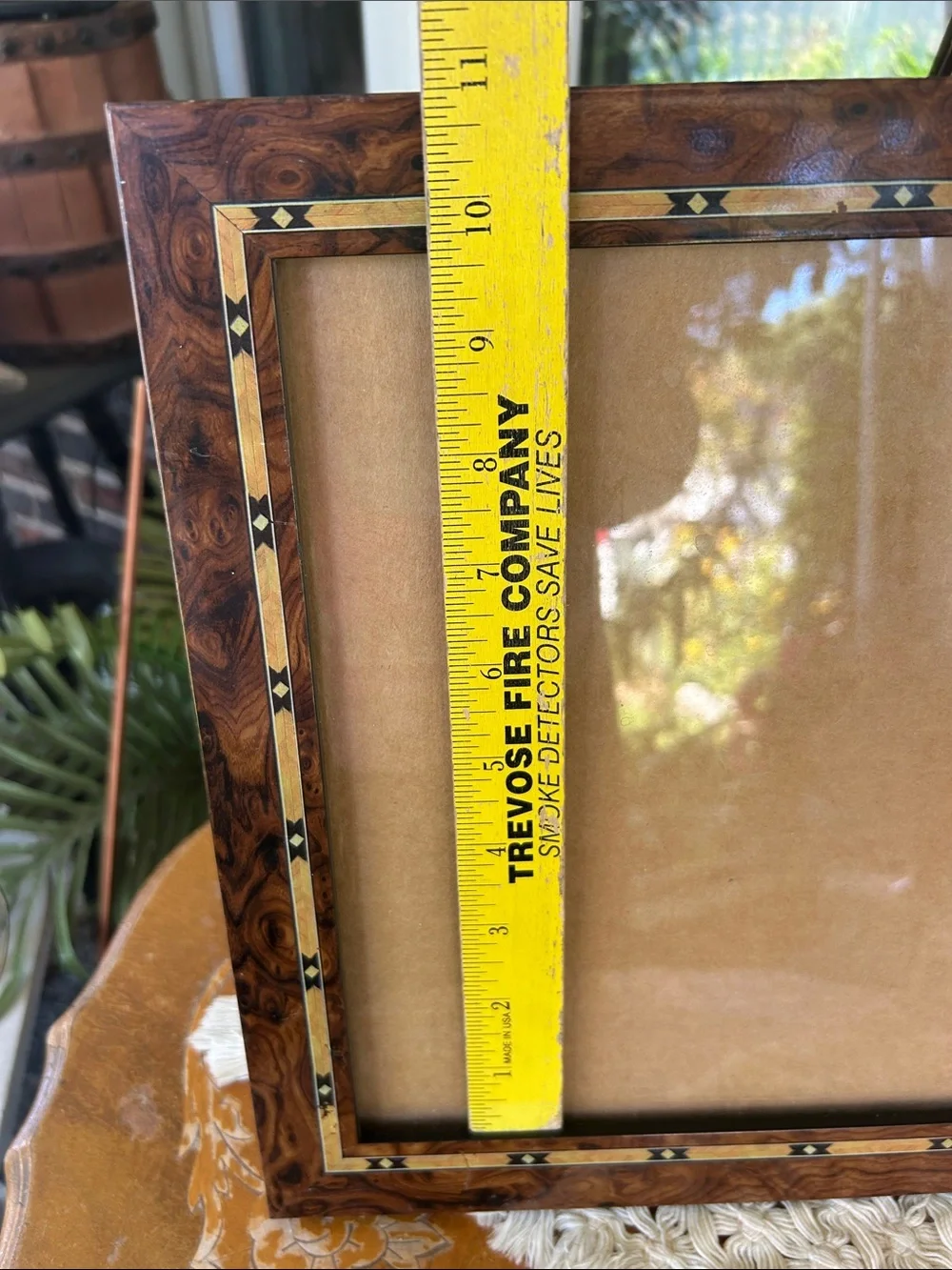 Inlaid Burl Wood Picture Frame