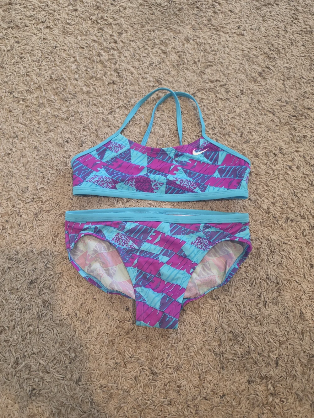 🔥Price Drop🔥 Nike Girls Athletic Two-Piece Bikini - Teal & Magenta Pattern