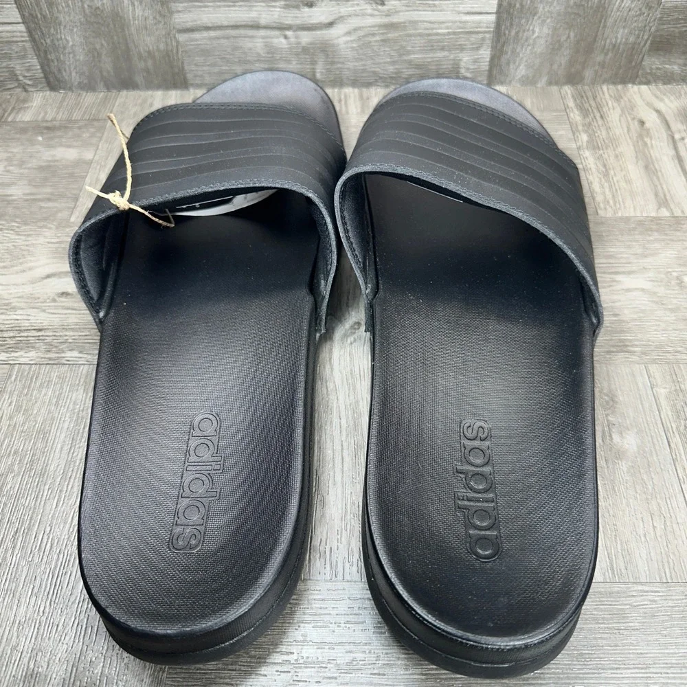 Adidas Adilette Comfort Mens Size 14 Black Slides Sandals Athletic NEW GZ5896