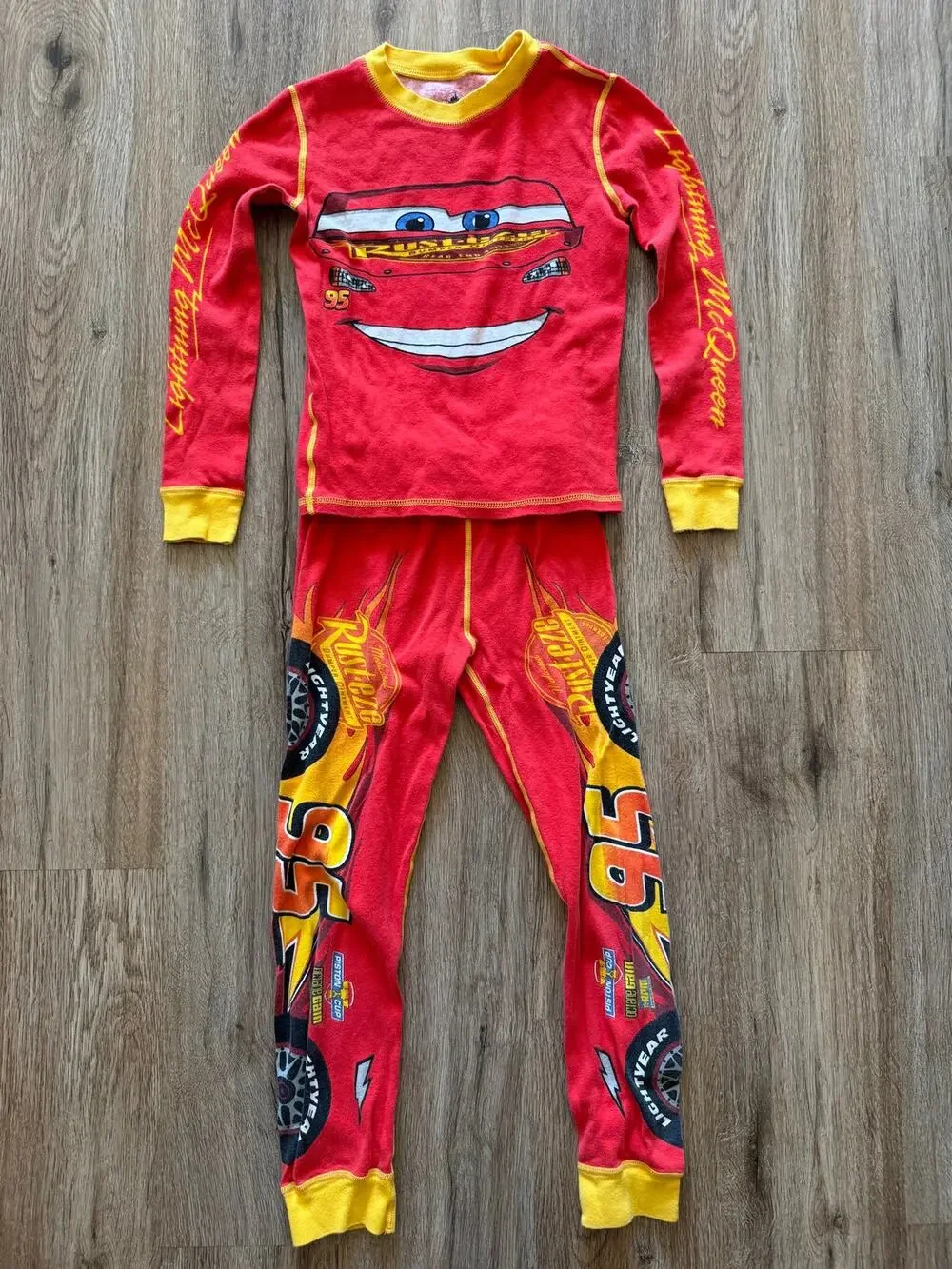 Disney Cars Lightning McQueen Snug Fit Pajama Set Size 8