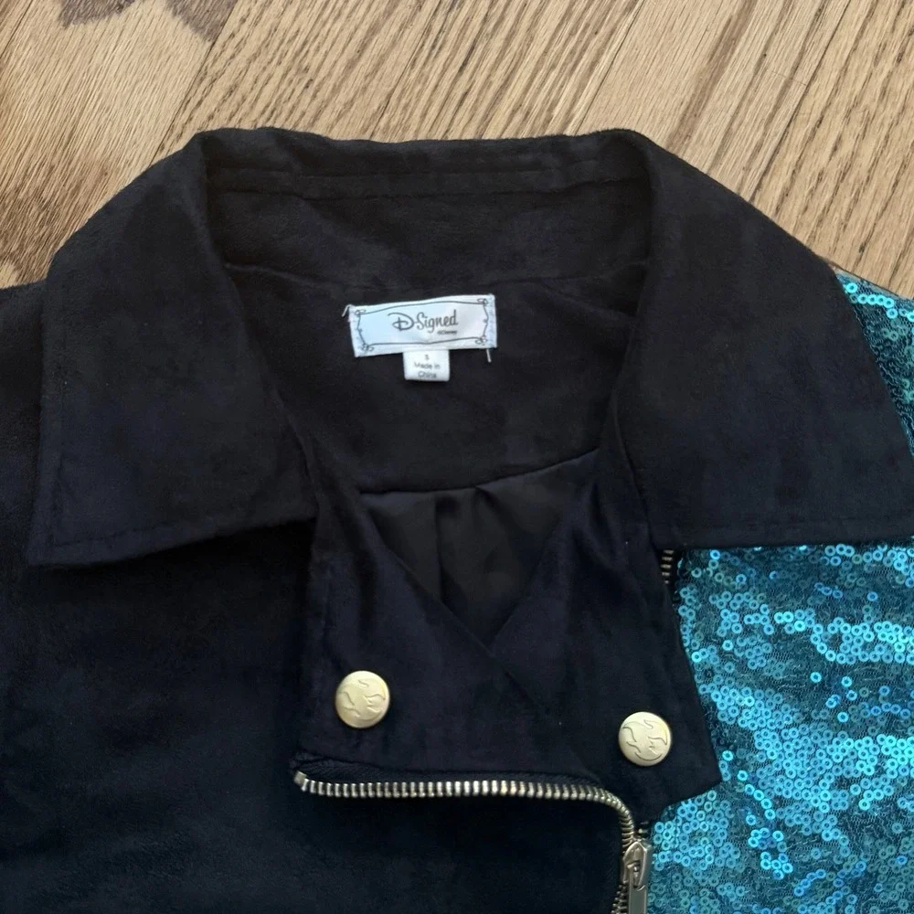 Disney Descendants Uma Moto Jacket Girls S Blue Sequin Wickedly Fierce