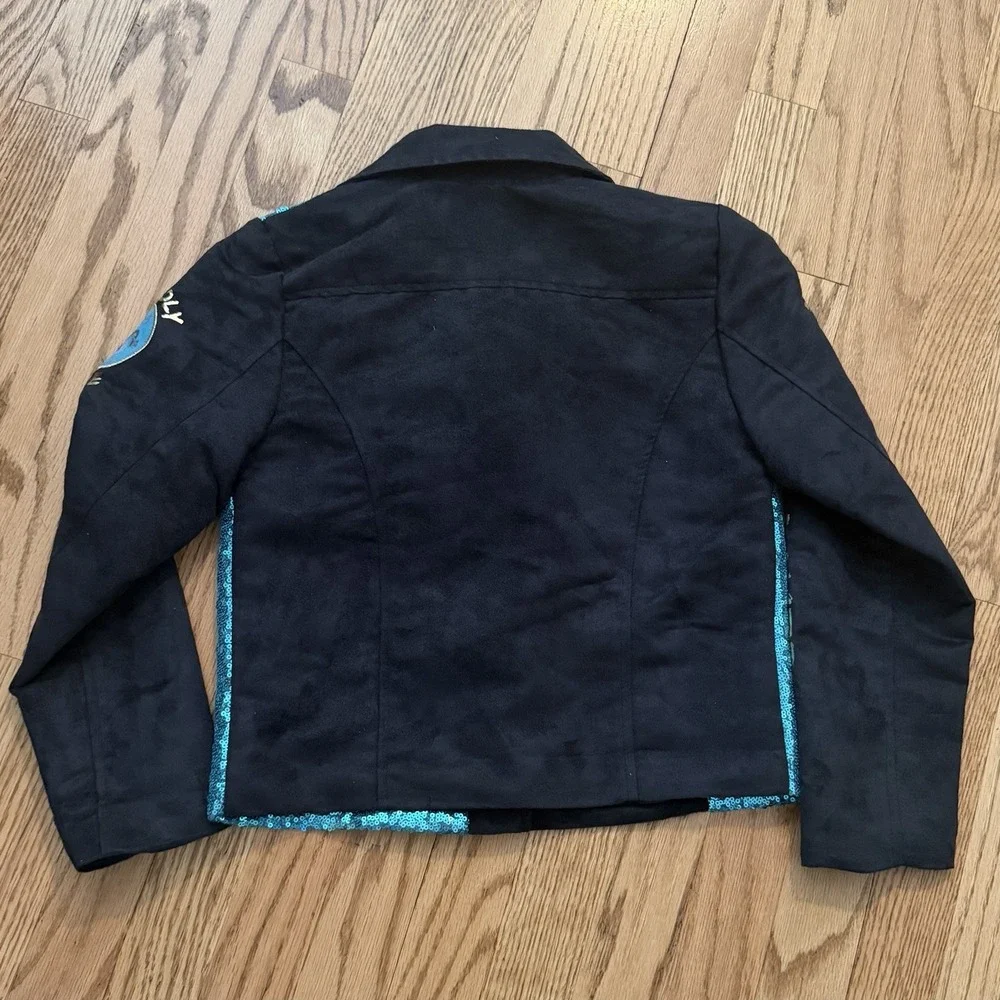 Disney Descendants Uma Moto Jacket Girls S Blue Sequin Wickedly Fierce