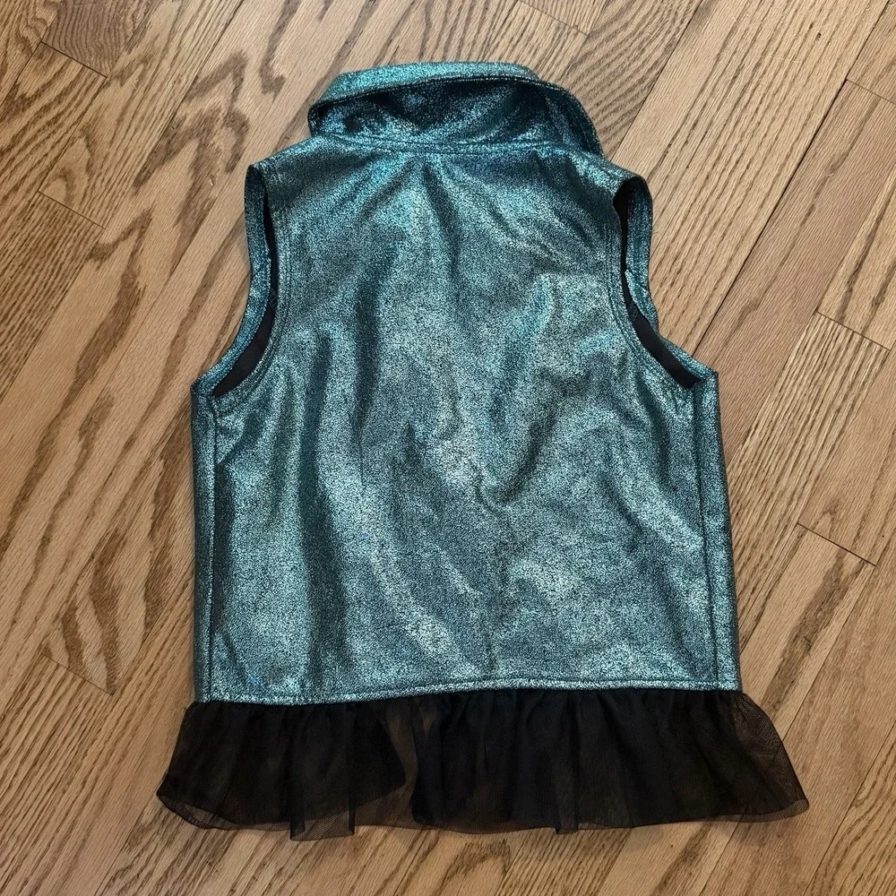 Disney Descendants 3 Uma Costume Vest Girls Size S 6/6X Teal Metallic Tulle