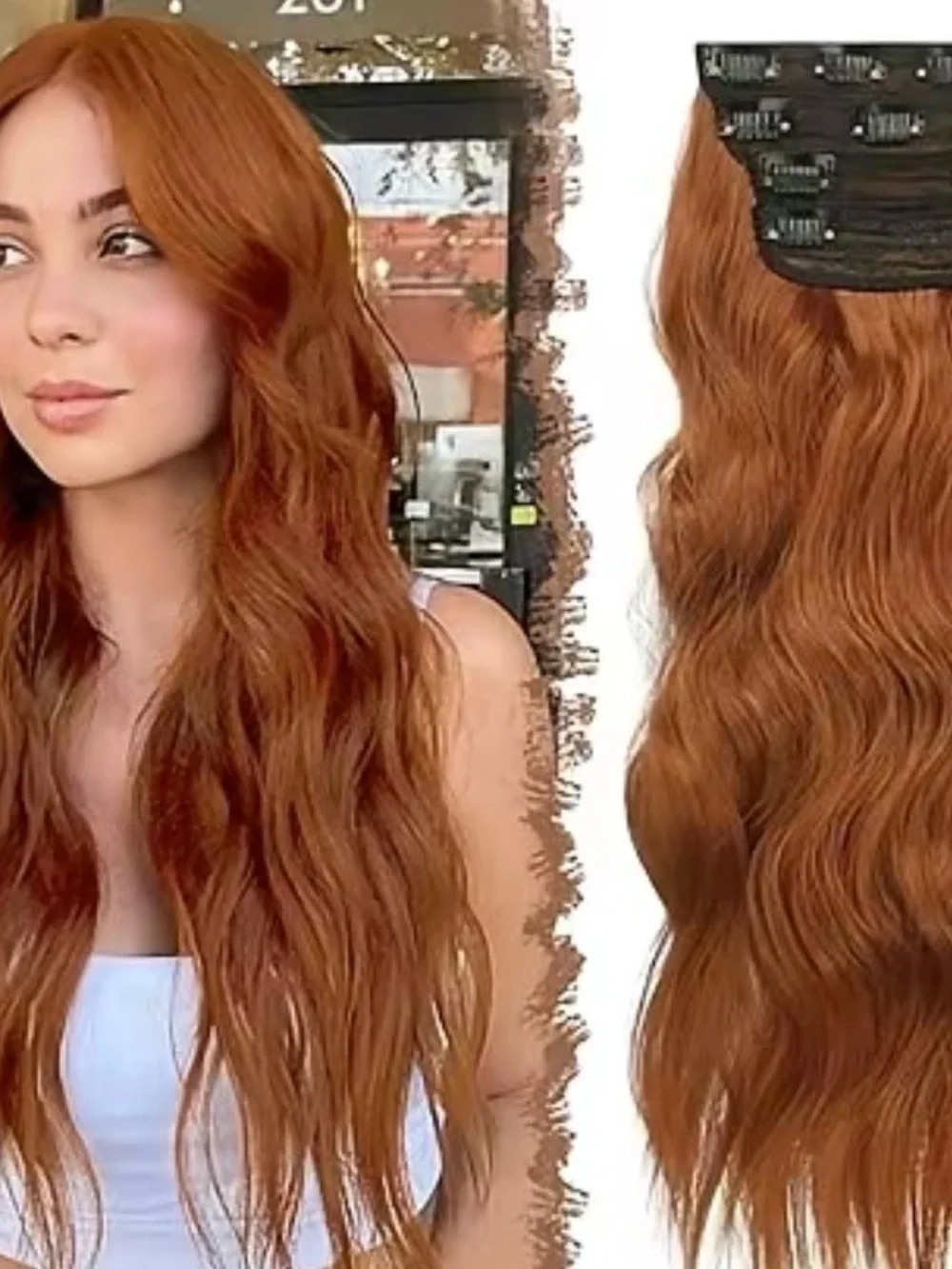 Auburn Clip-In Hair Extensions - Voluminous Wavy Length