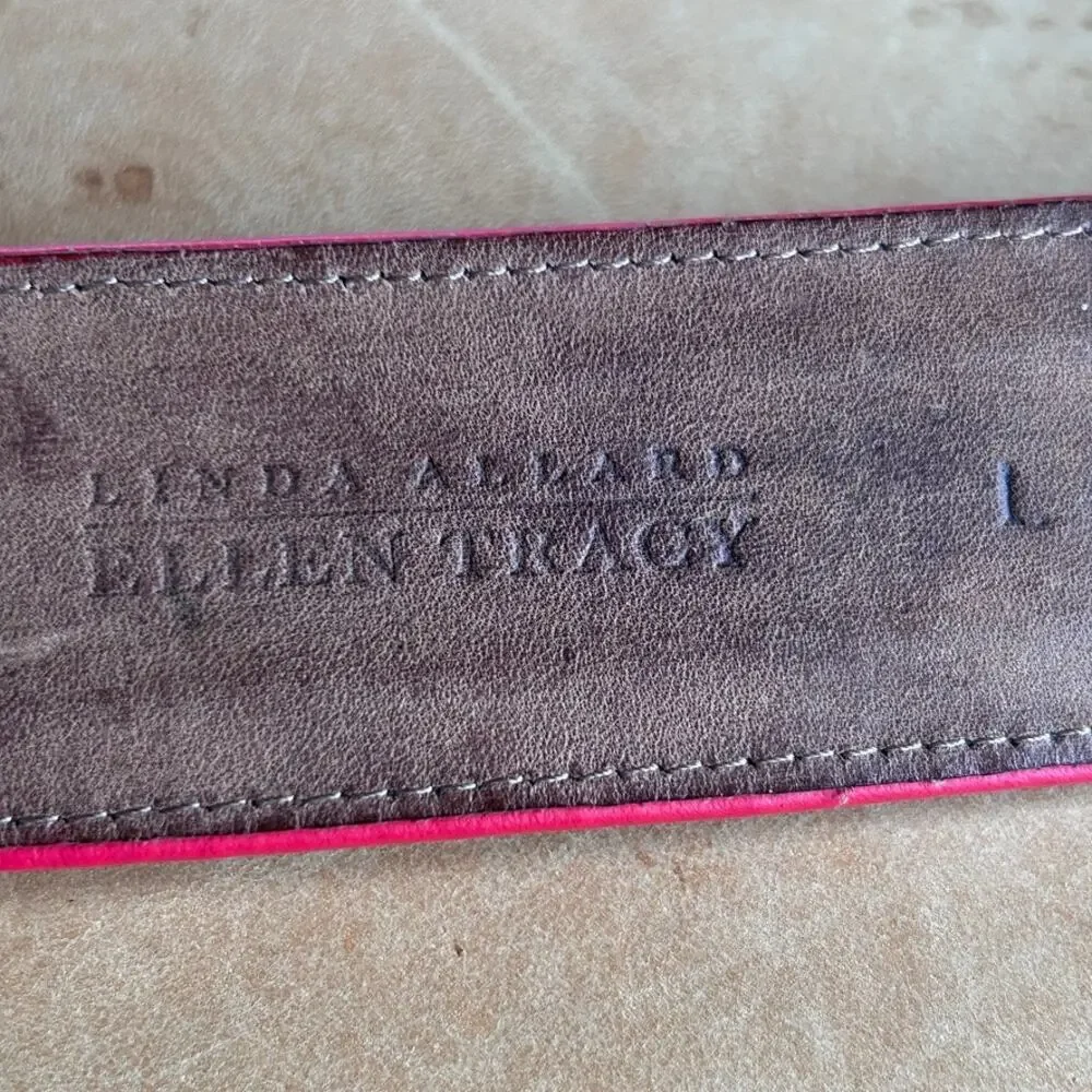 Vintage 90s Leather Belt Womens L Black Red USA Wide Statement Chunky 30
