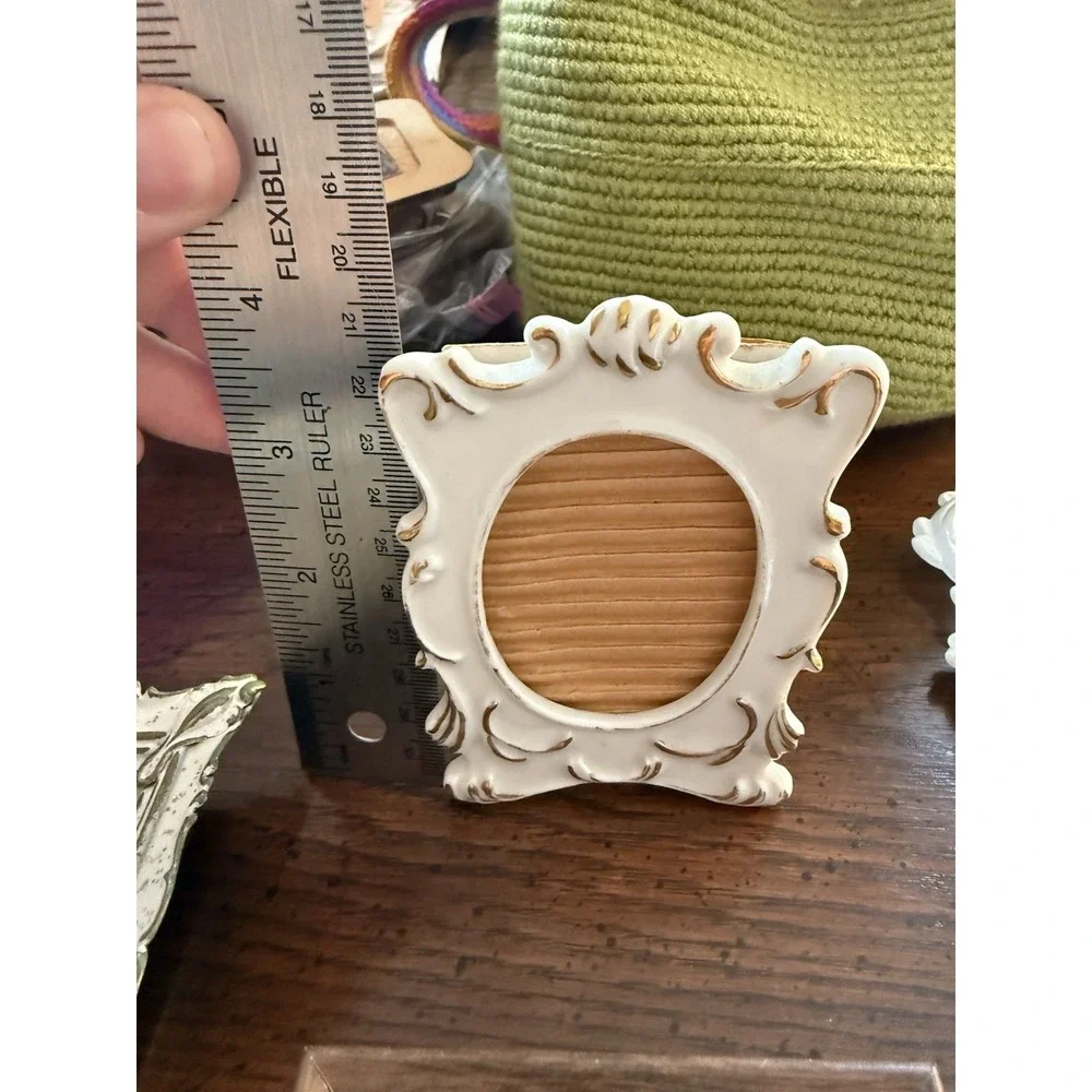 Vintage Photo Picture Frame Lot Ornate Gold White Brass Metal Victorian Decor