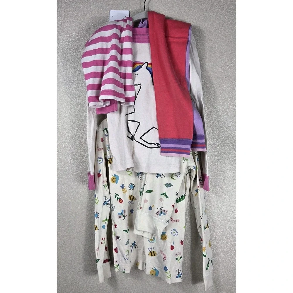 Hanna Andersson Organic Cotton Pajama Bundle Girls‎ 6-7 Unicorn Striped 5...