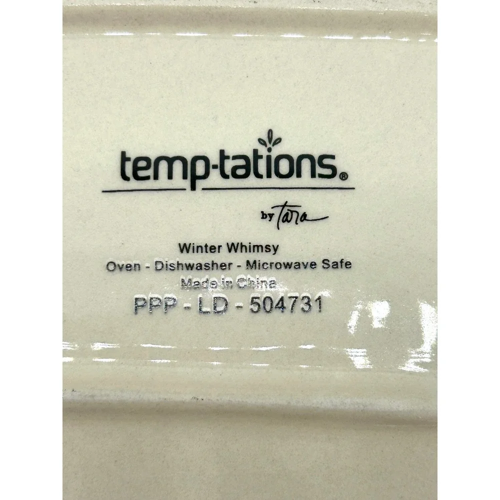 Temp-tations by Tara Winter Whimsy Cardinal Poinsettia Oval Serving Platter 12in