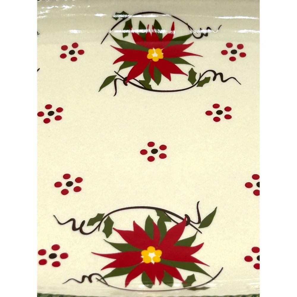 Temp-tations by Tara Winter Whimsy Cardinal Poinsettia Oval Serving Platter 12in