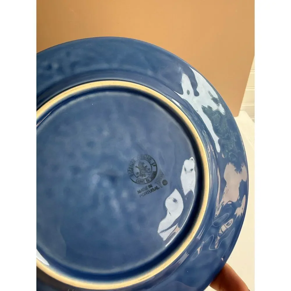 Bordallo Pinheiro Set of Two Blue Floral Arches Bowl and Salad Plate Set