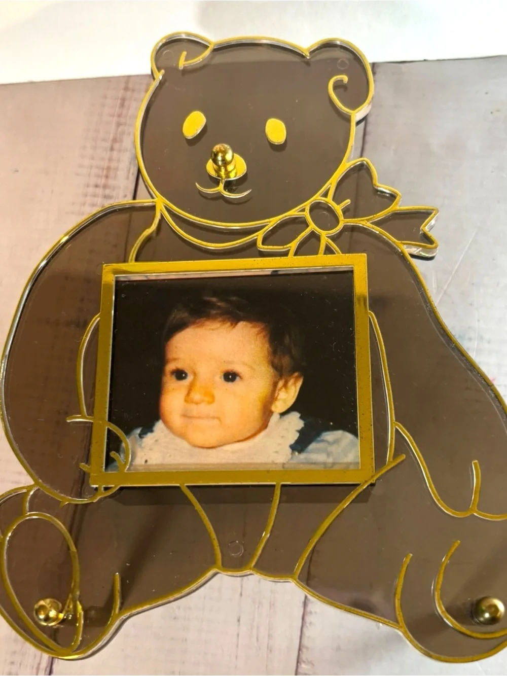 Vintage Teddy Bear Musical Picture Frame Acrylic