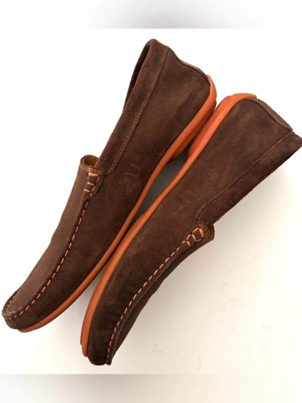 Austen Heller Man’s Whaler Loafers Brown Suede Handmade Moccasin Loafers 10.5