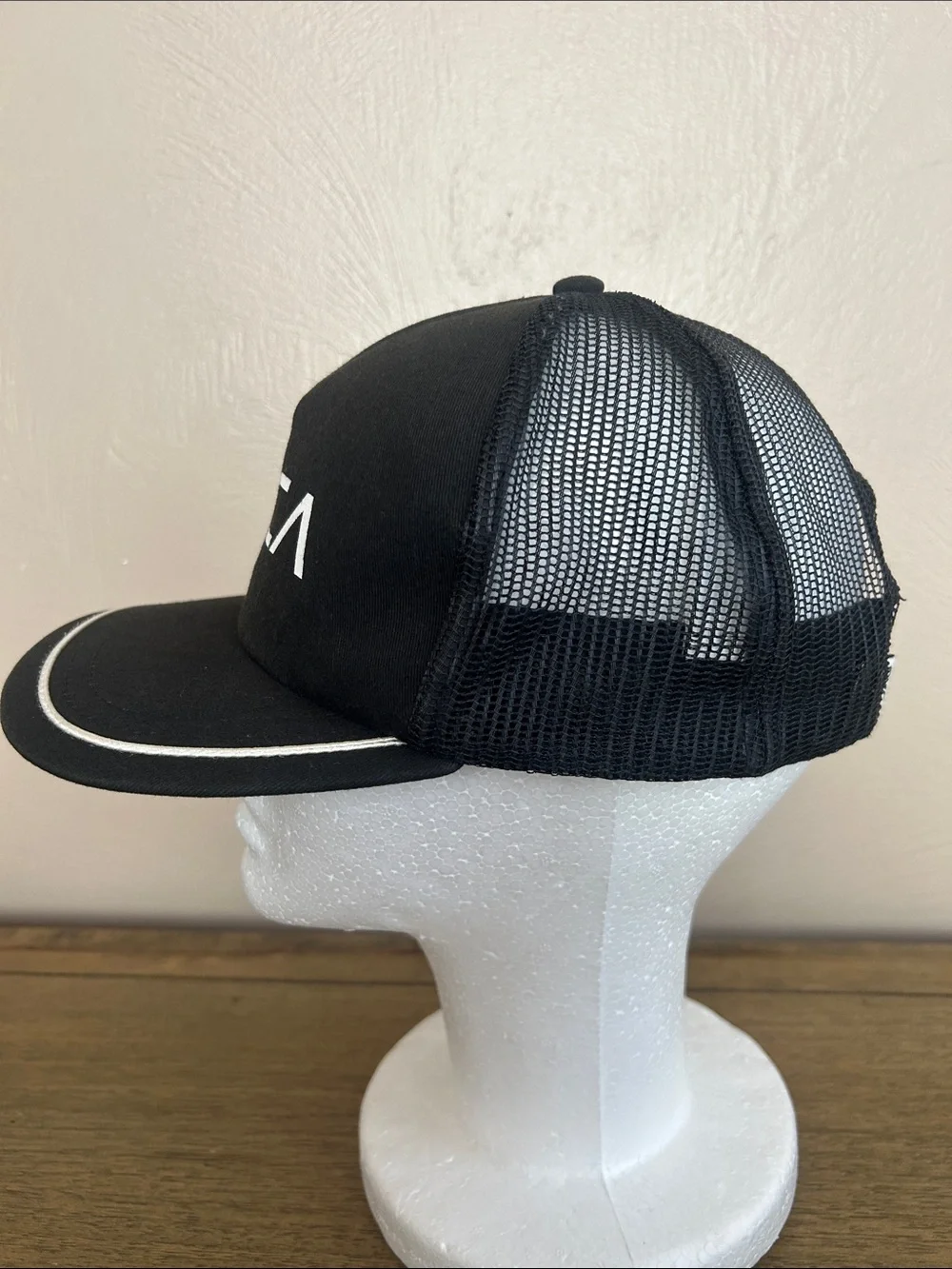 RVCA Foamy Snapback Trucker  Hat With White Logo and Piping.