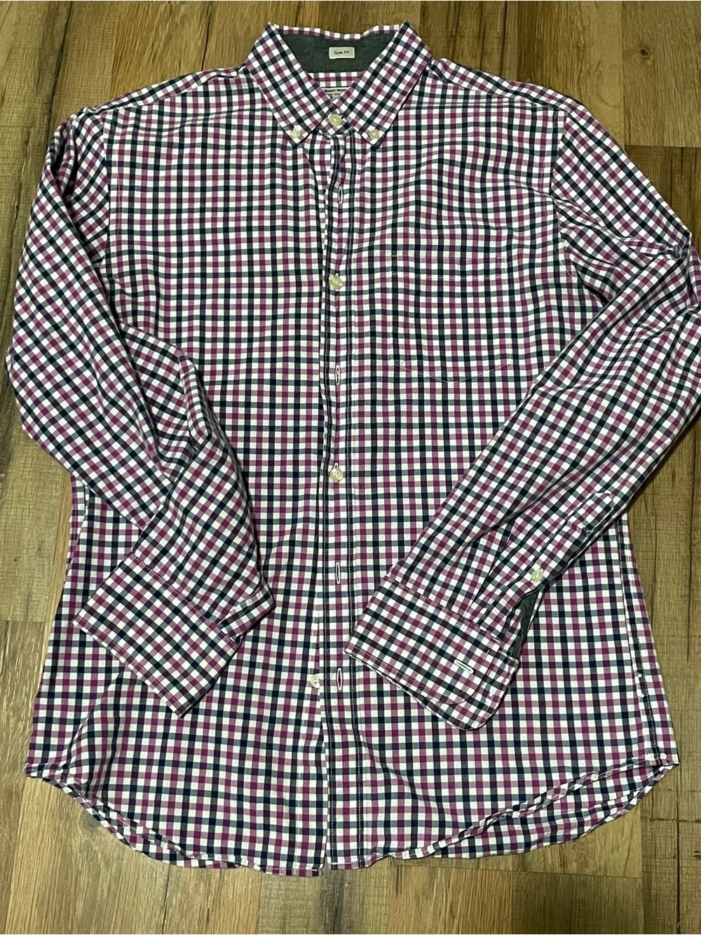 J.Crew Men’s Slim Fit Tailored Purple Gingham Button Down Shirt, Size M