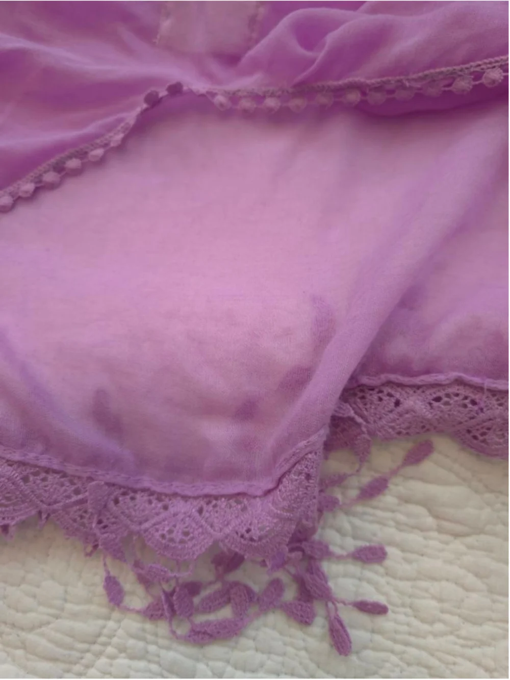 Women's CASLON Lilac Purple Fringe Sheer Lightweight One Size Kimono Beach Wrap