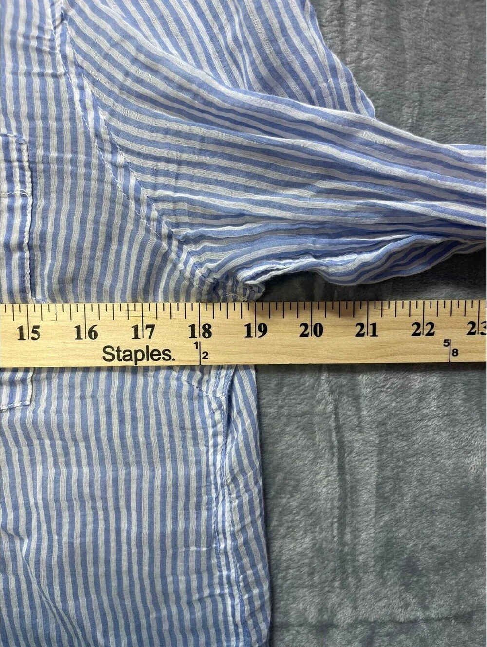 Michael Kors Blue and White Striped Button-Up Shirt Size 14