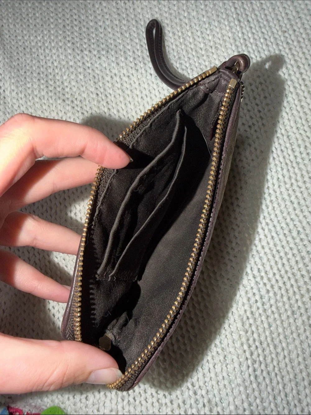 Vintage Coach Brown Signature Canvas Wristlet