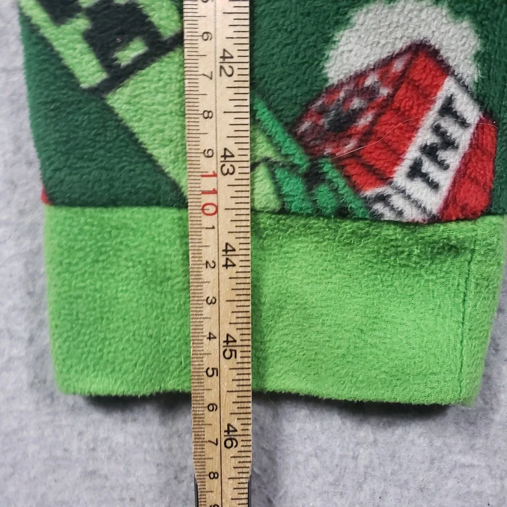 Minecraft Boys Pajamas Creeper TNT Hooded‎ One Piece Sleeper M 8/10 Green Fleece