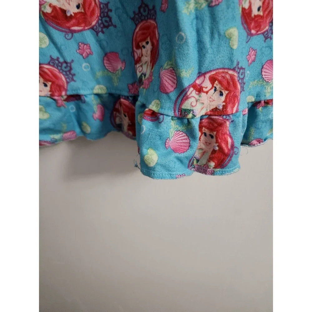 Disney Princess Ariel Little Mermaid Nightgown Blue Fleece Toddler Size 3T