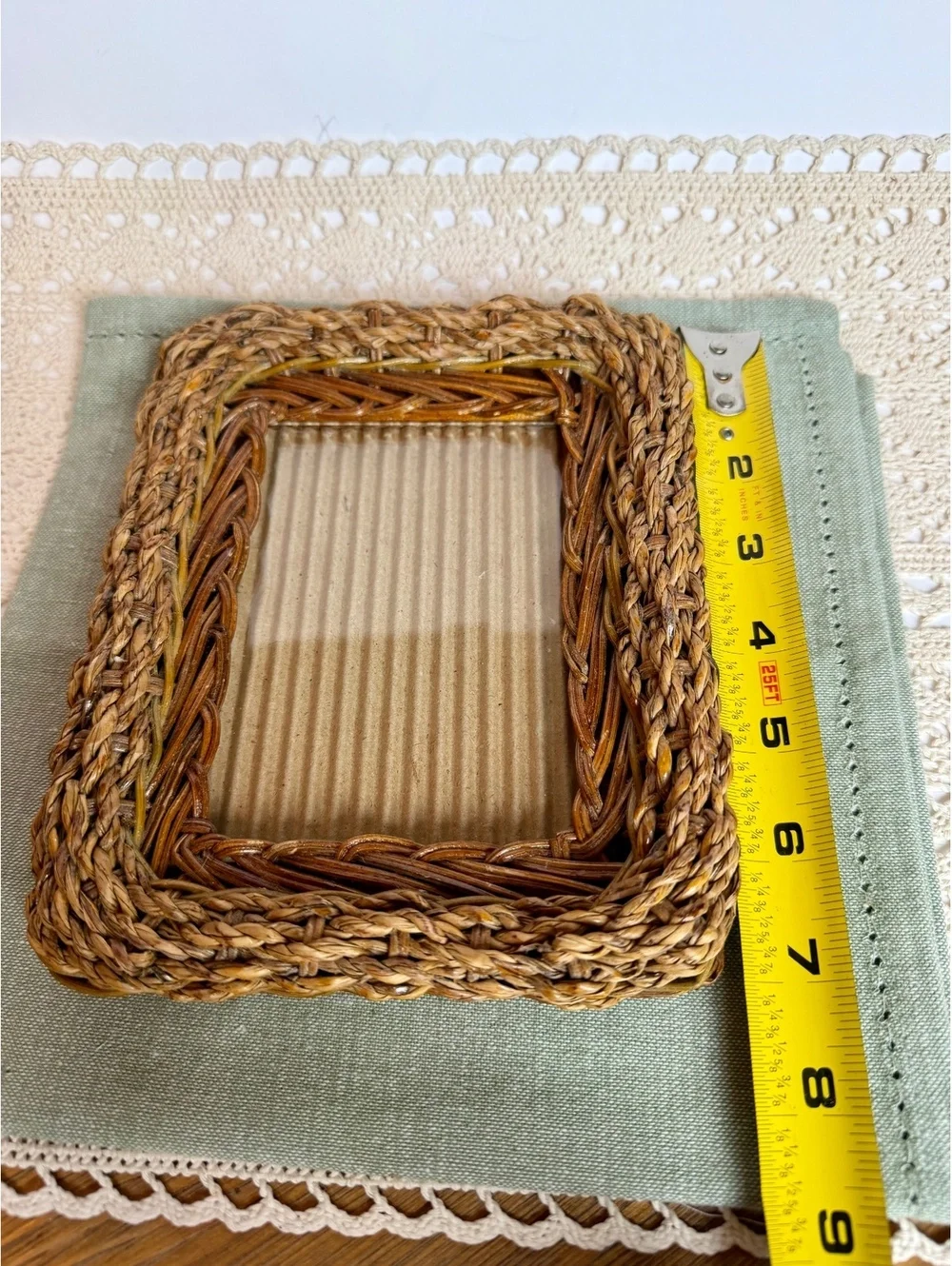 Vintage Woven Wicker Picture Frame 4x6 Rustic Boho Tabletop Frame