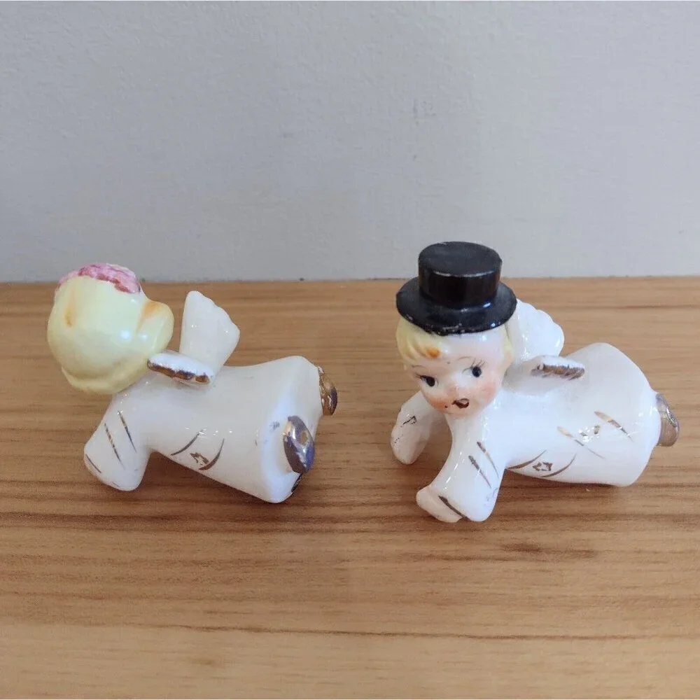 Vintage 1950s Relco Climbing Angels Candle Huggers & Candle Holders W/ Box