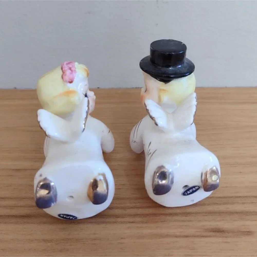 Vintage 1950s Relco Climbing Angels Candle Huggers & Candle Holders W/ Box
